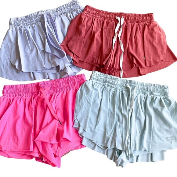 Keiki Kona Girls 2-in-1 Flowy Fitness Athletic Shorts, Bundle of 4, Size Medium - Picture 1 of 16